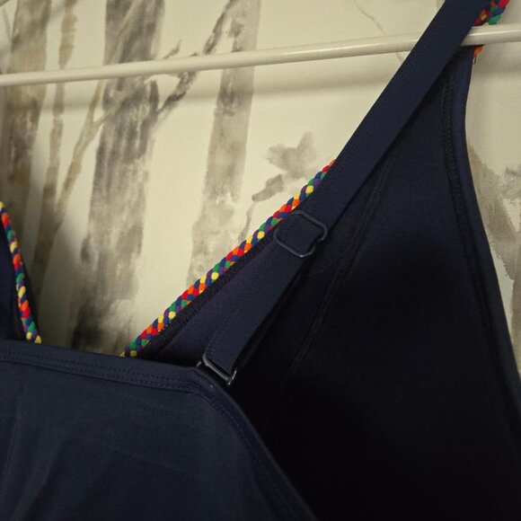 Lane Bryant Swim By Cacique V-Neck Rainbow Detail Ruffle Bathing Suit Top Size22 - Picture 6 of 7